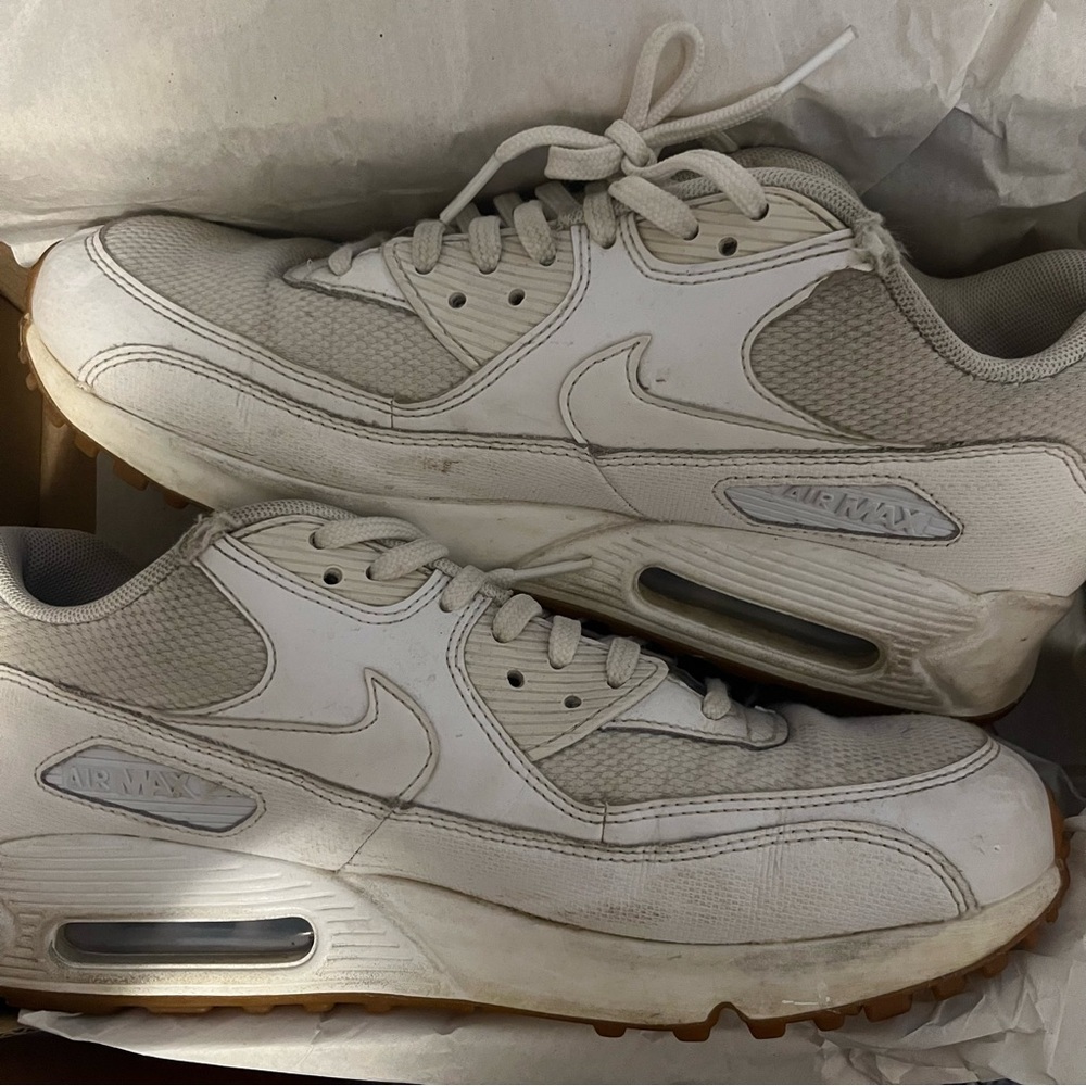 Nike Men’s White and Light Gray Air Max Sneakers